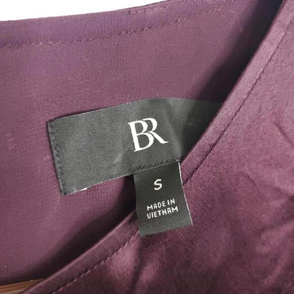 BR Dress Womens Small Silky Satin Deep Purple Tie Waist Gathered Front Event - Picture 6 of 13